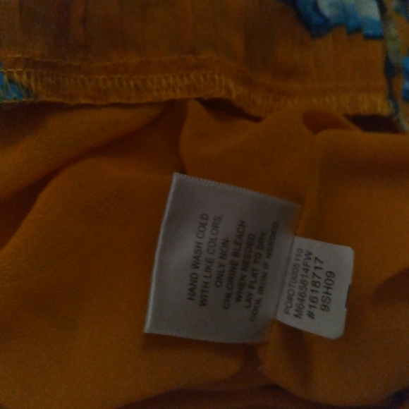 Fever Yellow and Blue Leaf Print Sleeveless Summer Dress XL - Picture 11 of 11